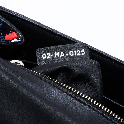 Christian Dior Diorama Embroidery Leather Shoulder Bag black WS21693