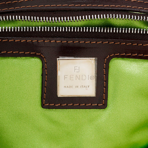 FENDI Zucca Embroidered Mamma Flower Shoulder Bag Brown WS21695