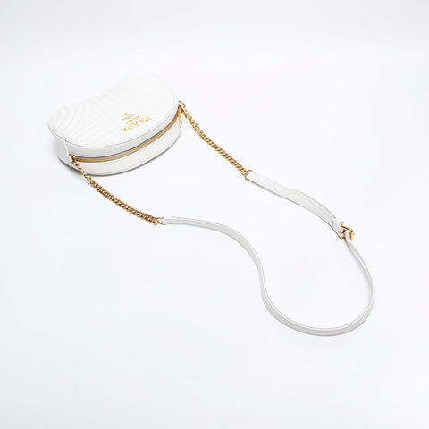 PRADA Matelasse Leather Diagram Diagramme Shoulder Bag white WS21696