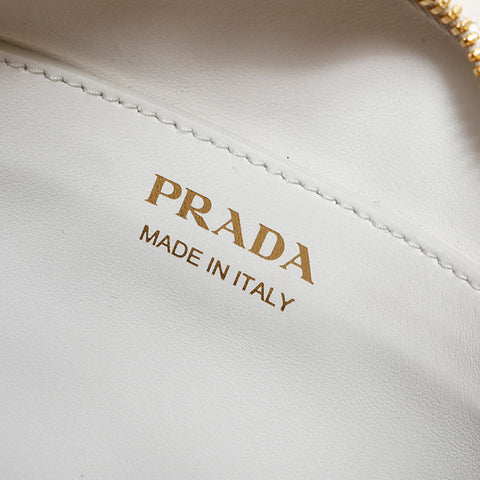 PRADA Matelasse Leather Diagram Diagramme Shoulder Bag white WS21696