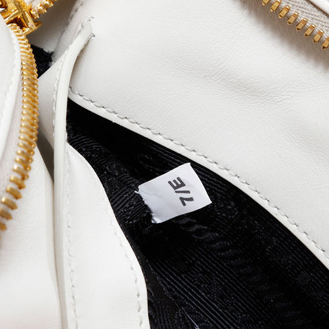 PRADA Matelasse Leather Diagram Diagramme Shoulder Bag white WS21696