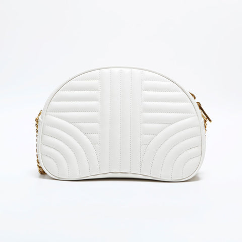 PRADA Matelasse Leather Diagram Diagramme Shoulder Bag white WS21696