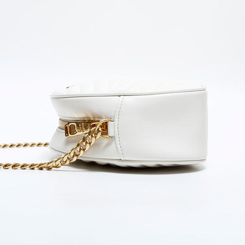 PRADA Matelasse Leather Diagram Diagramme Shoulder Bag white WS21696