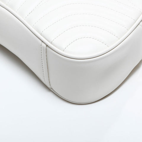 PRADA Matelasse Leather Diagram Diagramme Shoulder Bag white WS21696