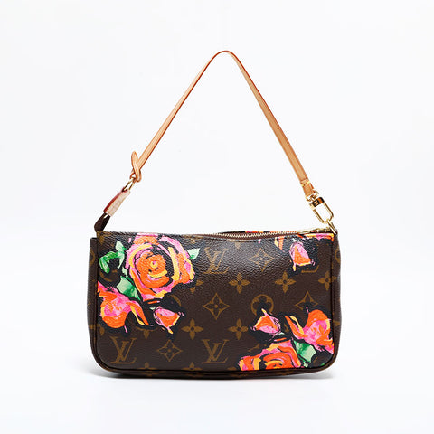 LOUIS VUITTON 2008 X Stephen Sprouse Rose Pochette Shoulder Bag Brown WS21697