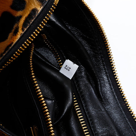 PRADA Harako Leopard Print Hobo Jacket, Eme Medium Shoulder Bag Brown WS21700