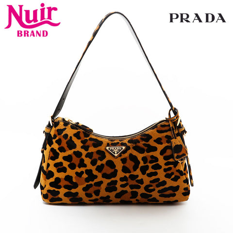 PRADA Harako Leopard Print Hobo Jacket, Eme Medium Shoulder Bag Brown WS21700