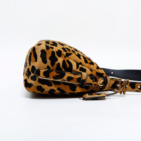 PRADA Harako Leopard Print Hobo Jacket, Eme Medium Shoulder Bag Brown WS21700
