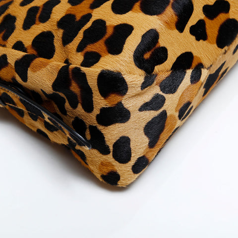 PRADA Harako Leopard Print Hobo Jacket, Eme Medium Shoulder Bag Brown WS21700