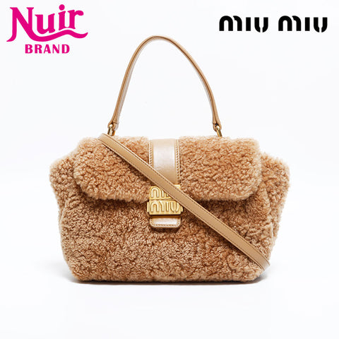Miu Miu Boa 2-way shearling handbag for 2023AW Shoulder Bag Brown WS21701
