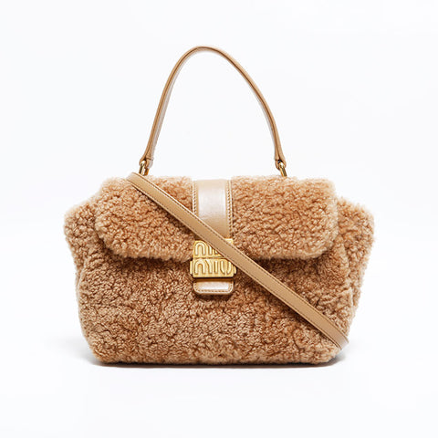 Miu Miu Boa 2-way shearling handbag for 2023AW Shoulder Bag Brown WS21701