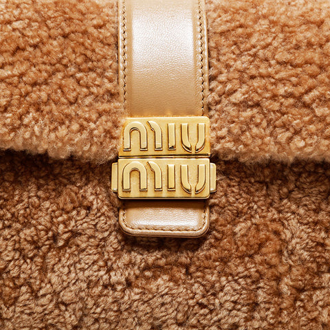 Miu Miu Boa 2-way shearling handbag for 2023AW Shoulder Bag Brown WS21701