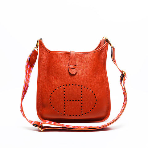 HERMES Evelyn 3 29 PM Z stamp 2021 Taurillon Clemence Shoulder Bag Brown WS21704