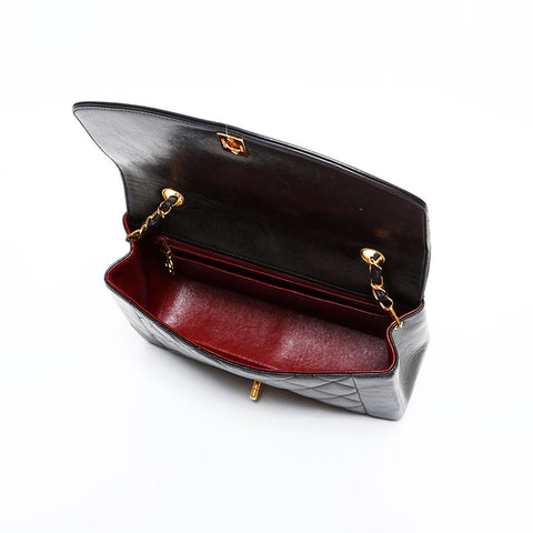 CHANEL No. 3 Lambskin Diana 1994-1996 Shoulder Bag black WS21705