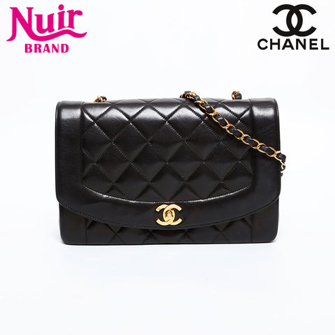 CHANEL No. 3 Lambskin Diana 1994-1996 Shoulder Bag black WS21705