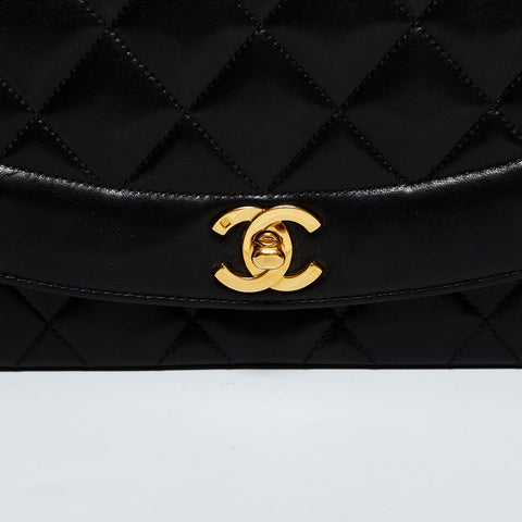 CHANEL No. 3 Lambskin Diana 1994-1996 Shoulder Bag black WS21705