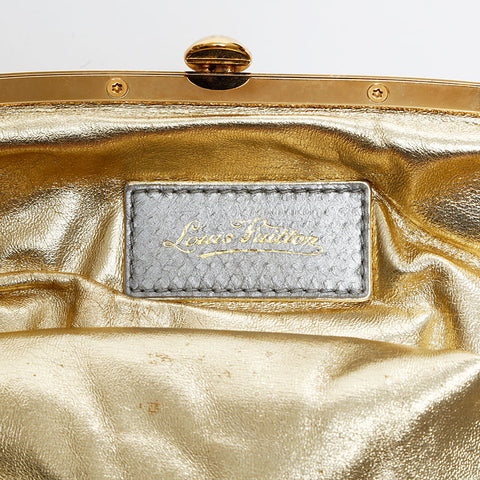 LOUIS VUITTON Satin Monogram Aumonnier Handbag Silver WS21707