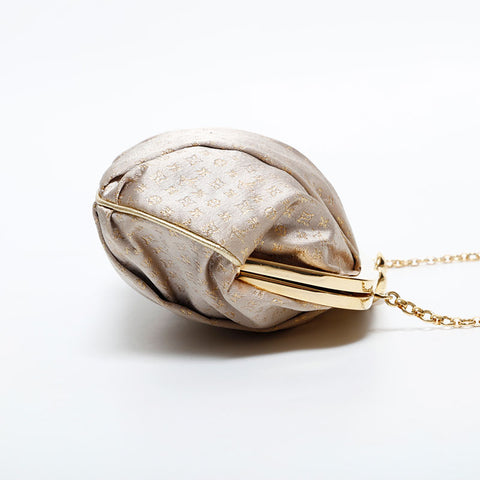 LOUIS VUITTON Satin Monogram Aumonnier Handbag Silver WS21707