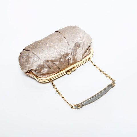 LOUIS VUITTON Satin Monogram Aumonnier Handbag Silver WS21707