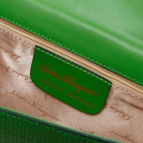 Salvatore Ferragamo Vara Gancini one belt leather Shoulder Bag green WS21709