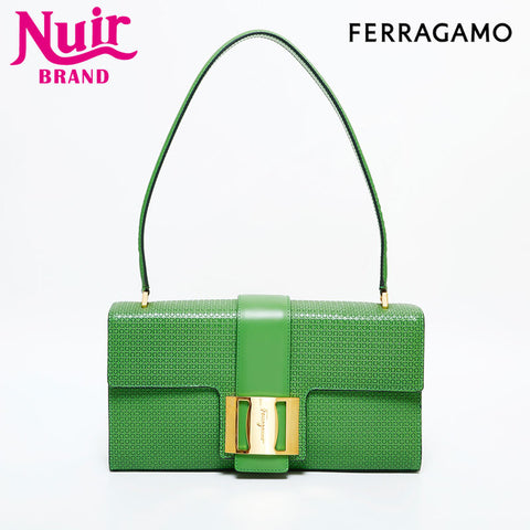 Salvatore Ferragamo Vara Gancini one belt leather Shoulder Bag green WS21709