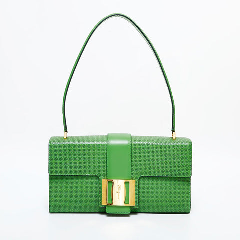 Salvatore Ferragamo Vara Gancini one belt leather Shoulder Bag green WS21709