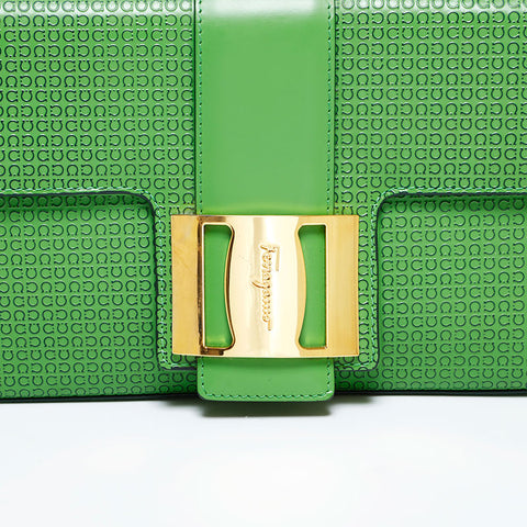 Salvatore Ferragamo Vara Gancini one belt leather Shoulder Bag green WS21709