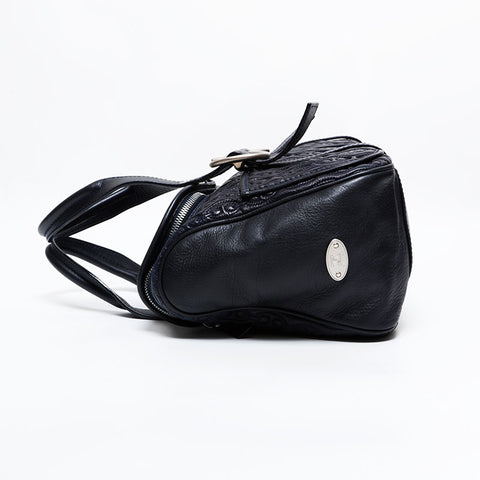 CELINE Leather Matelasse Boston Bag Handbag Navy WS21711