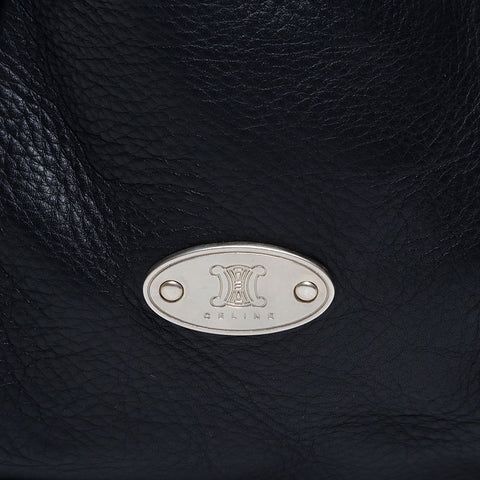 CELINE Leather Matelasse Boston Bag Handbag Navy WS21711