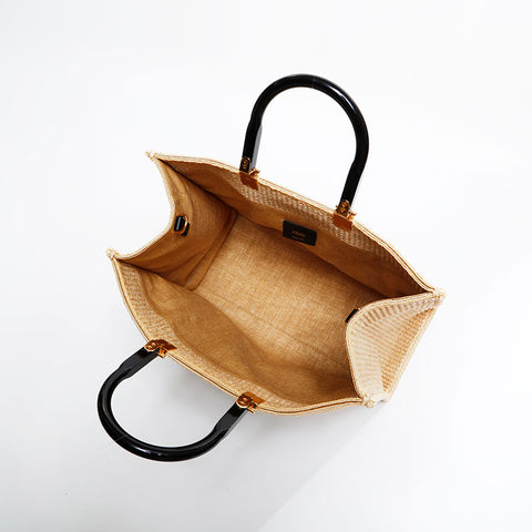 FENDI 2-way raffia straw basket bag Sunshine Tote Bag beige WS21712