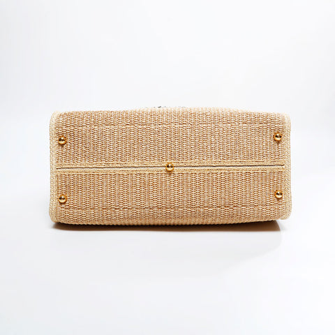 FENDI 2-way raffia straw basket bag Sunshine Tote Bag beige WS21712