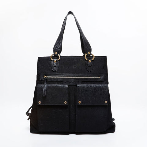 ブルガリ BVLGARI キャンバス ロゴマニア トートバッグ ブラック WS21713