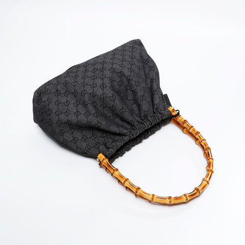 GUCCI GG canvas bamboo Shoulder Bag gray WS21714