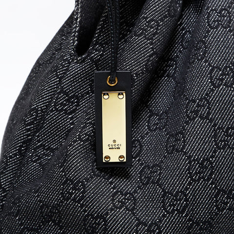 GUCCI GG canvas bamboo Shoulder Bag gray WS21714