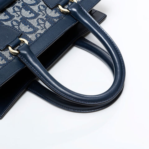 Christian Dior Trotter Canvas Shoulder Bag Navy WS21715