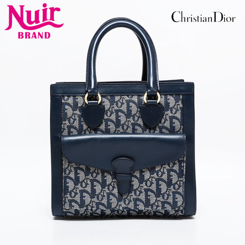 Christian Dior Trotter Canvas Shoulder Bag Navy WS21715