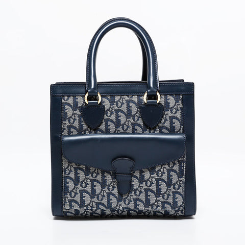 Christian Dior Trotter Canvas Shoulder Bag Navy WS21715
