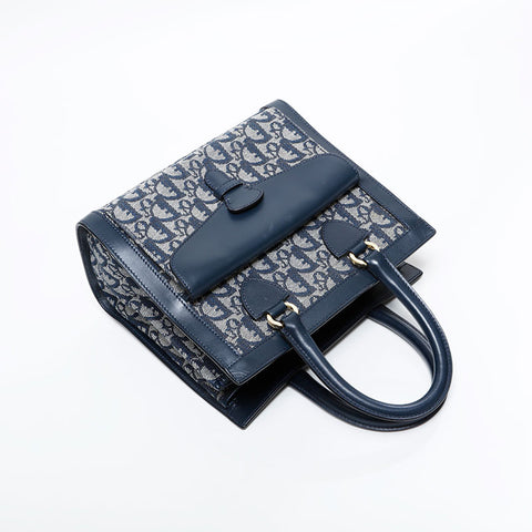 Christian Dior Trotter Canvas Shoulder Bag Navy WS21715