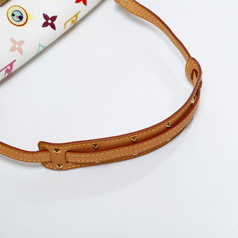 LOUIS VUITTON Takashi Murakami Multicolor I Love I Miss You 2003 Shoulder Bag white WS21716