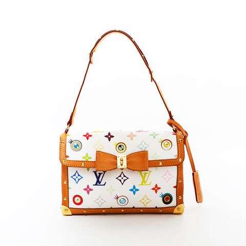 LOUIS VUITTON Takashi Murakami Multicolor I Love I Miss You 2003 Shoulder Bag white WS21716