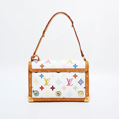 LOUIS VUITTON Takashi Murakami Multicolor I Love I Miss You 2003 Shoulder Bag white WS21716
