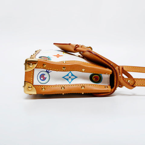 LOUIS VUITTON Takashi Murakami Multicolor I Love I Miss You 2003 Shoulder Bag white WS21716