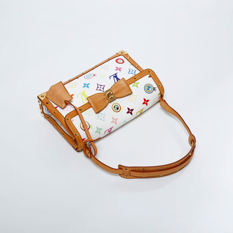 LOUIS VUITTON Takashi Murakami Multicolor I Love I Miss You 2003 Shoulder Bag white WS21716