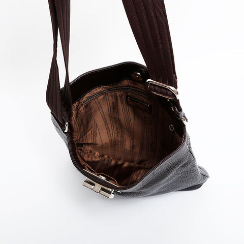 Salvatore Ferragamo Leather Gancini Shoulder Bag Brown WS21717