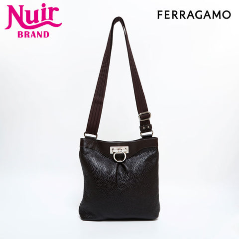 Salvatore Ferragamo Leather Gancini Shoulder Bag Brown WS21717
