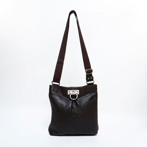 Salvatore Ferragamo Leather Gancini Shoulder Bag Brown WS21717