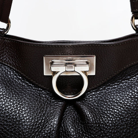 Salvatore Ferragamo Leather Gancini Shoulder Bag Brown WS21717