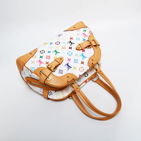 LOUIS VUITTON Takashi Murakami 2009 Multicolor Claudia Handbag white WS21719