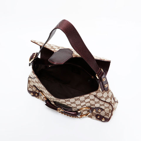 GUCCI Horsebit GG canvas one belt Shoulder Bag beige WS21720