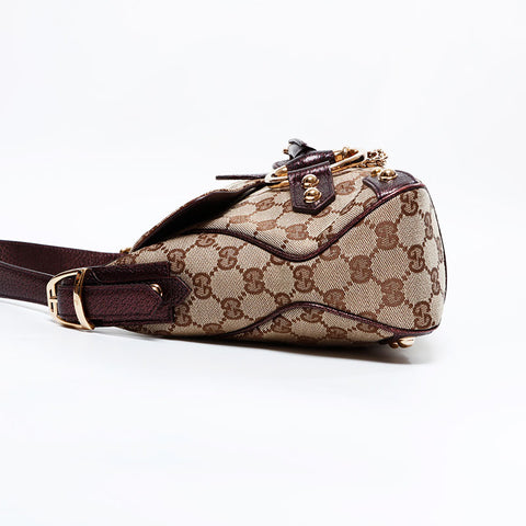 GUCCI Horsebit GG canvas one belt Shoulder Bag beige WS21720